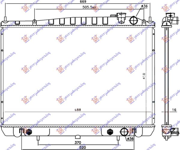 RADIATOR 2.4 PETROL AUTOMATIC (450x686x16) (KOYO)