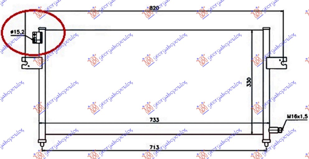 HLADNJAK KLIME 2.4 BENZIN - 2.5 TD (733x330x16) CEV 15.2mm