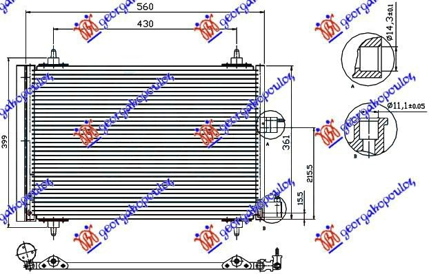 HLADNJAK KLIME BENZIN - 1.9/2.0 DIZEL (520x360x16)