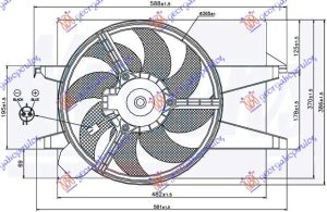 VENTILATOR KOMPLET (BENZIN/DIZEL) (+AC) (DUGULJASTI KONEKTOR)