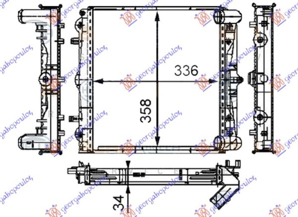RADIATOR 2.5-2.7-3.2 +/- A/C (336x358x34) (MAHLE BEHR)