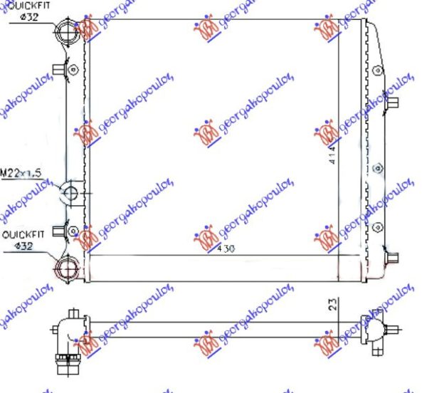 RADIATOR ALL MODELS - A/C (430x410) (WITHOUT COOLING FAN) (VALEO)