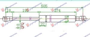 AMORTIZER GEPEK VRATA KARAVAN (505L-490N)