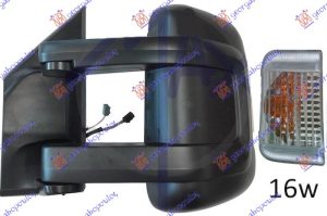 RETROVIZOR ELEKTRICNI SA GREJACEM DUGI (MIGAVAC) (SENZOR) (POZICIONO SVETLO 16W) (KONVEKSNO STAKLO) LEVO