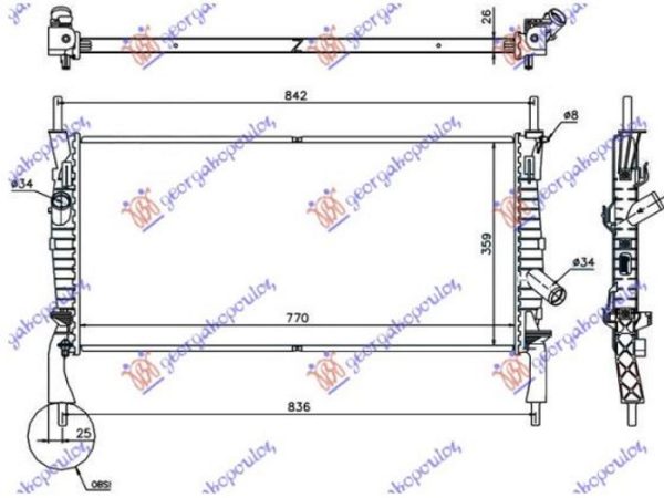 RADIATOR 2.2-2.4 TDCI-2.3 +AC (768x380) (KOYO)