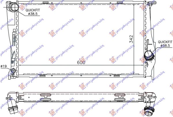 RADIATOR 3.0 (135i) PETROL MANUAL - 2.0 (116D-118D-120D-123D) DIESEL MANUAL/AUTOMATIC (600x340x32) 1 TUBE (KOYO)