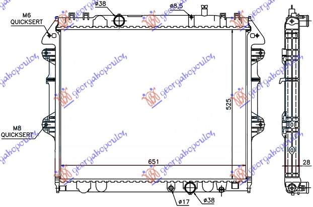 RADIATOR 2.5-3.0 T.D. (525x650) (KOYO)