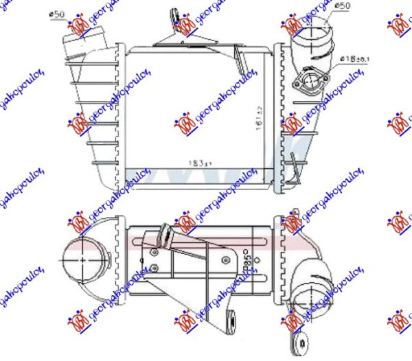 HLADNJAK INTERKULERA 1.9 Tdi DIZEL (183x161x85) (OTVOR ZA SENZOR 18mm)