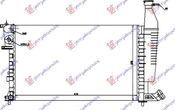 RADIATOR 1.1-1.4-1.6-1.8cc 8V+/- A/C (610x378)WITHOUT SAFETY WIRE) (VALEO)