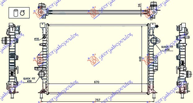 RADIATOR FOR ALL PETROL/DIESEL MANUAL/AUTOMATIC (670x449x26) (KOYO)