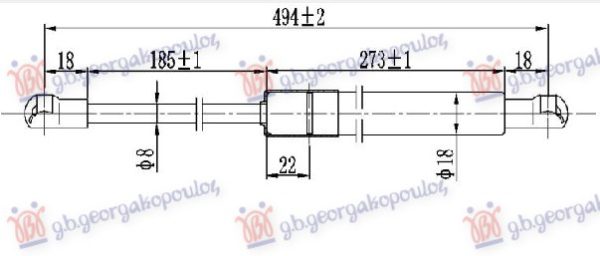 AMORTIZER GEPEK VRATA (493L-590N)