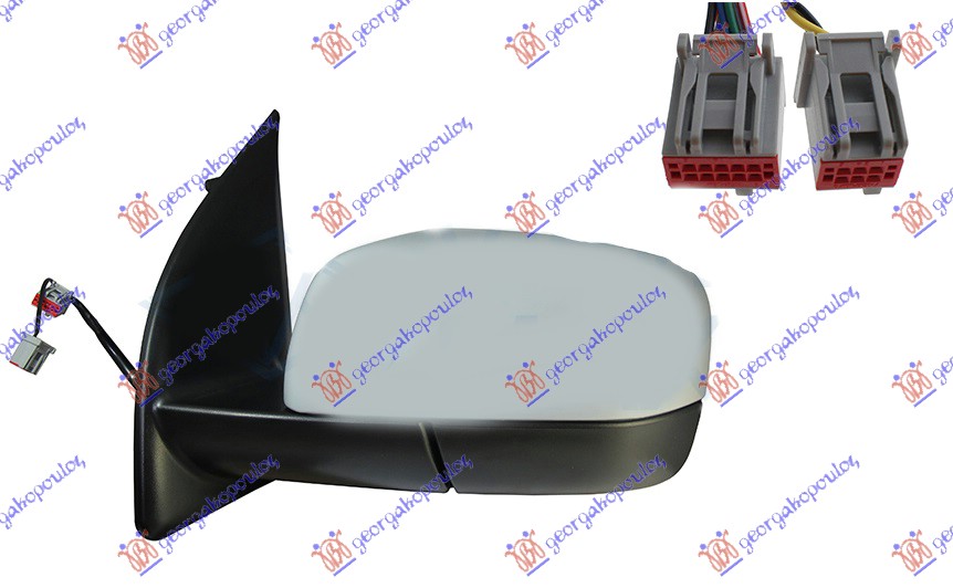 DOOR MIRROR ELECTRICAL HEATED PRIMED (W/SENSOR) (8 PIN) (A QUALITY) 2011- (CONVEX GLASS)