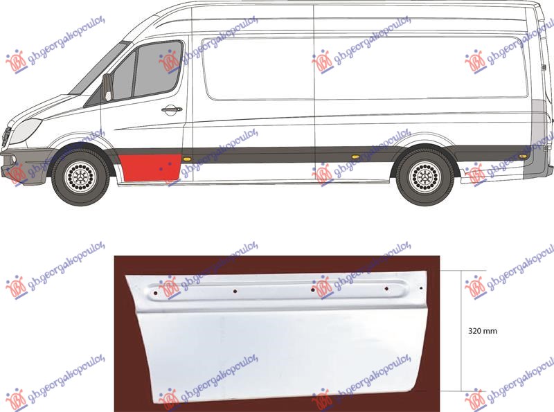 OPLATA PREDNJIH VRATA DONJA (DUZINA 78cm VISINA 32cm) LEVO