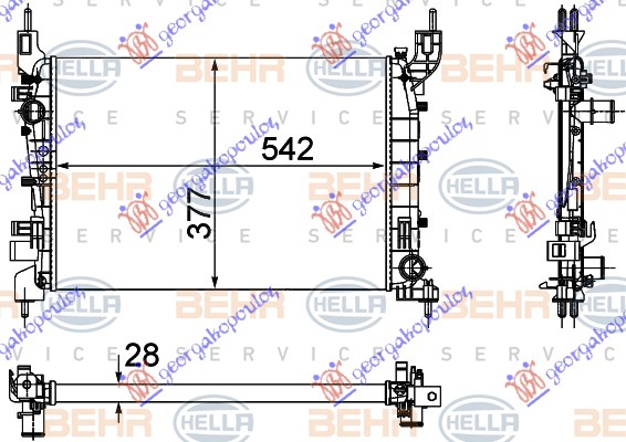 RADIATOR 1.4 PETROL (540x375x28) (MAHLE BEHR)