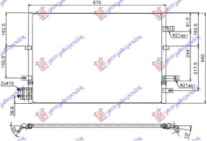 HLADNJAK KLIME ZA SVE MODELE BENZIN/DIZEL (670x451x16) 2002-