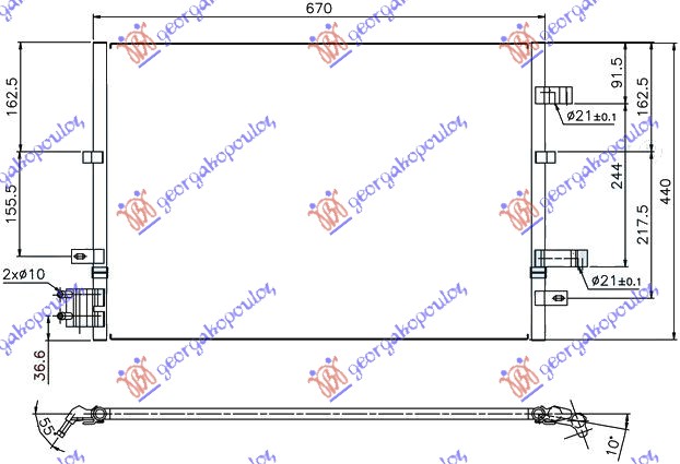 HLADNJAK KLIME ZA SVE MODELE BENZIN/DIZEL (670x451x16) 2002-