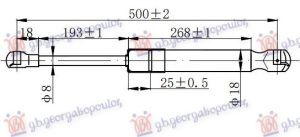 AMORTIZER GEPEK VRATA 00- (500L-470N)