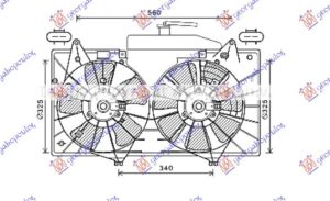 COOLING FAN (DOUBLE) 2.0 PETROL AUTO (320/320mm) (4+4PIN)