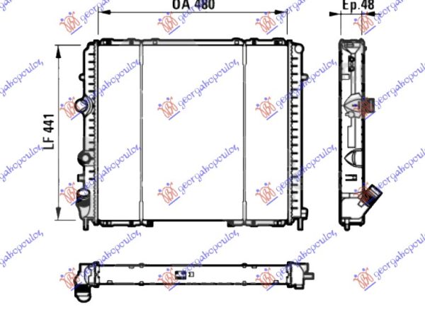 RADIATOR DIESEL (480x440x40) (FUN SCREW) (NISSENS)