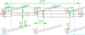 AMORTIZER GEPEK VRATA (377L-365N) (HOD 107mm)