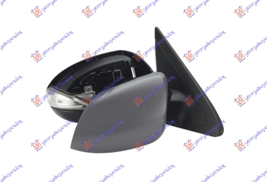DOOR MIRROR ELECTRICAL HEATED FOLDABLE PRIMED (W/SIDE LAMP) (A QUALITY) (CONVEX GLASS)