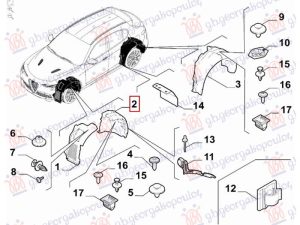 FRONT INNER PLASTIC FENDER (REAR PART) (O)