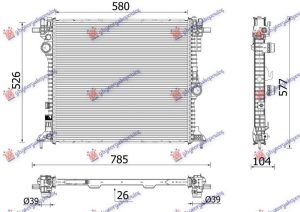 RADIATOR 2.0-2.9 PETROL (580x526x26) (MAHLE BEHR PREMIUM LINE)