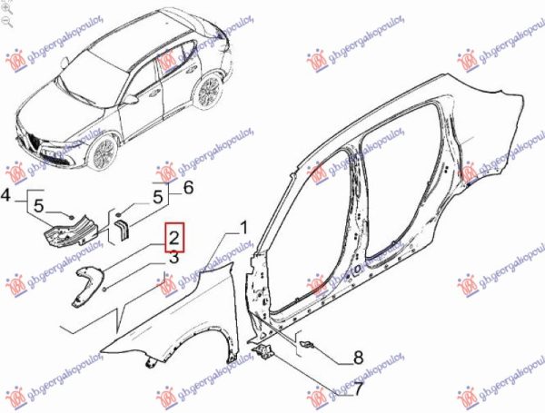 FRONT FENDER BRACKET STEEL (FRONT PART) (O)