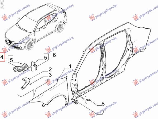FRONT FENDER BRACKET STEEL (MIDDLE PART) (O)