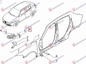 FRONT FENDER BRACKET STEEL (REAR PART) (O)
