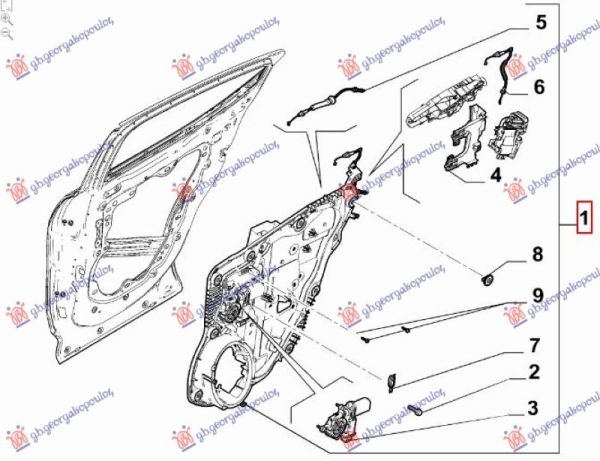REAR WINDOW REGULATOR ELECTRIAL (W/O MOTOR) (W/PANEL) (O)