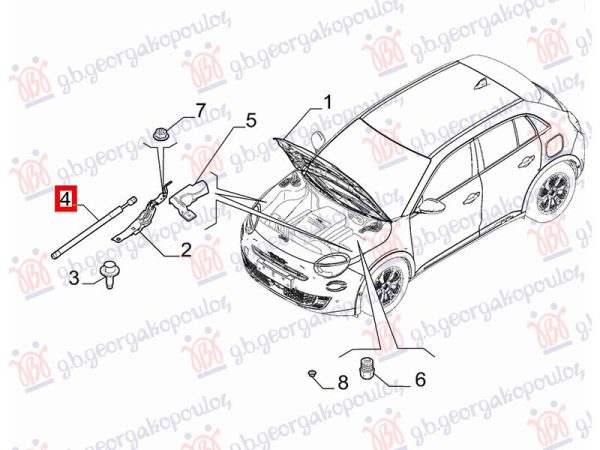 GAS SPRING HOOD (O)