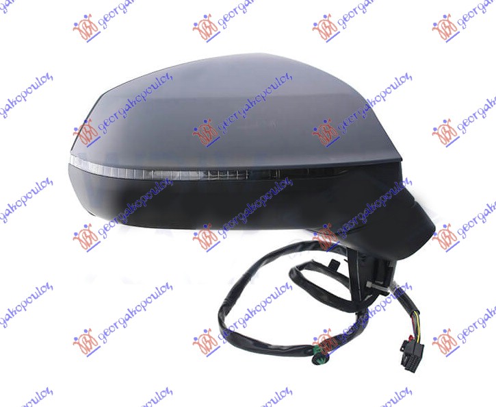 DOOR MIRROR ELECTRICAL HEATED PRIMED (W/SIDE LAMP) (8 PIN) (A QUALITY) (CONVEX GLASS)