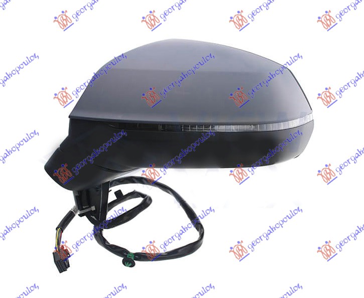 DOOR MIRROR ELECTRICAL HEATED PRIMED (W/SIDE LAMP) (8 PIN) (A QUALITY) (ASPHERICAL GLASS)