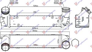 HLADNJAK INTERKULERA 1.6-2.0 (16i-20i-X-28i) BENZIN (508x127x106)