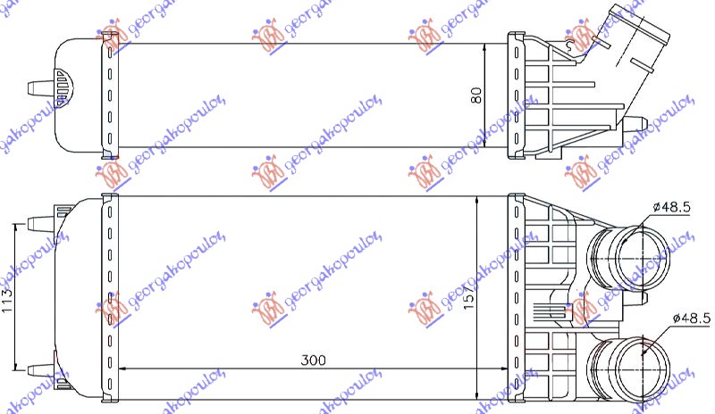 HLADNJAK INTERKULERA 1.4-1.6 DIZEL (300x157x80) 48.5mm