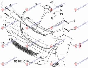 FRONT BUMPER PRIMED (W/4 PDC) (O)