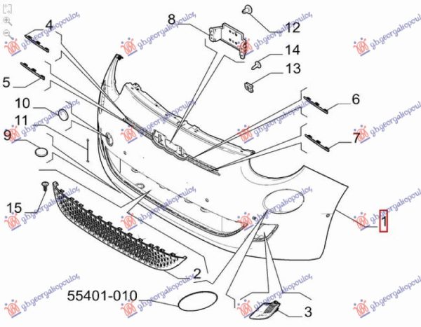 FRONT BUMPER PRIMED (W/4 PDC) (O)