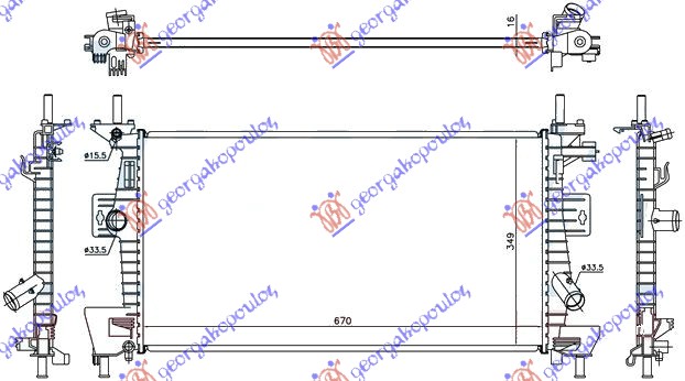 HLADNJAK MOTORA 1.5 EcoBoost BENZIN / 2.0 TDCi (670x448x26) 15-
