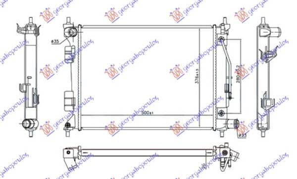 RADIATOR 1.4i PETROL AUTOMATIC (500x375x26) (KOYO)