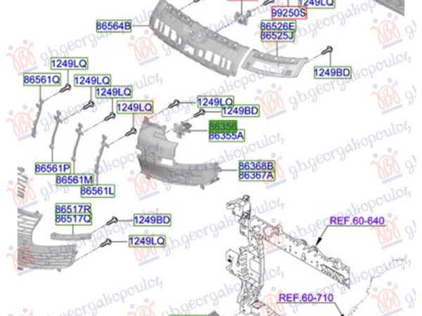 FRONT BUMPER GRILLE BRACKET (O)