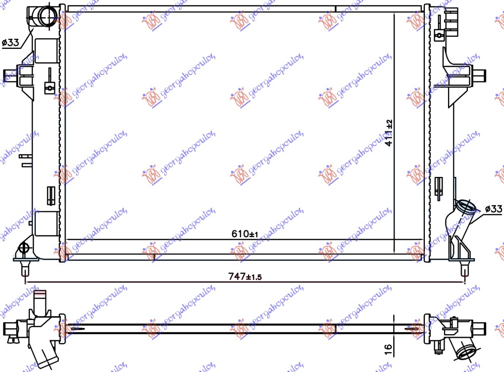 HLADNJAK MOTORA 1.4/1.6 Mpi BENZIN (MAN) (610x411x16) (KOYO)