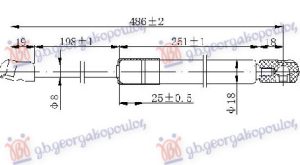 AMORTIZER GEPEK VRATA (487.5L-345N)