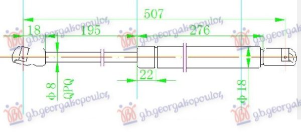 AMORTIZER GEPEK VRATA (506.5L-485N)