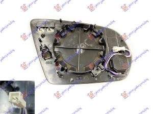 STAKLO RETROVIZORA SA GREJACEM (LED MRTAV UGAO) (2+2 PIN) (ASFERICNO) LEVO