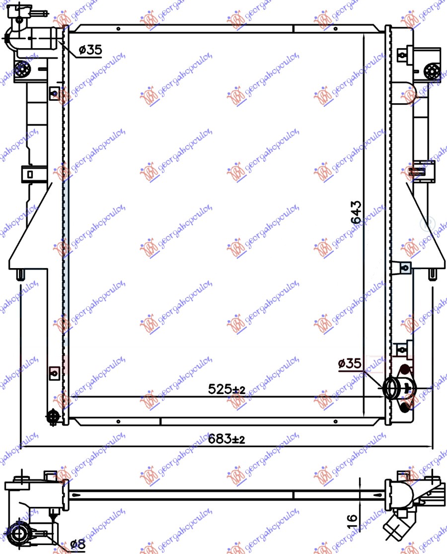RADIATOR 2.4 DI-D DIESEL (525x669x16) (4N15) (KOYO)