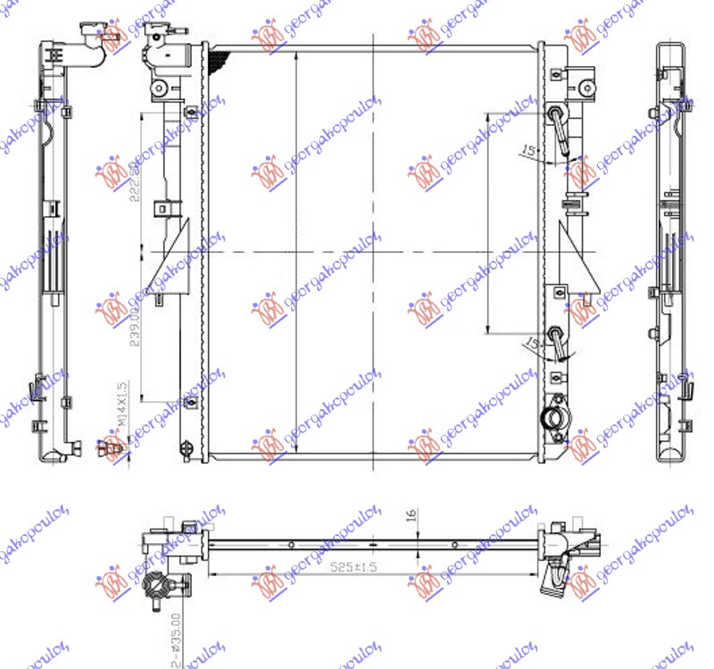 HLADNJAK MOTORA 2.4 DI-D DIZEL (AUTO) (4N15) (525x643x16) (KOYO)