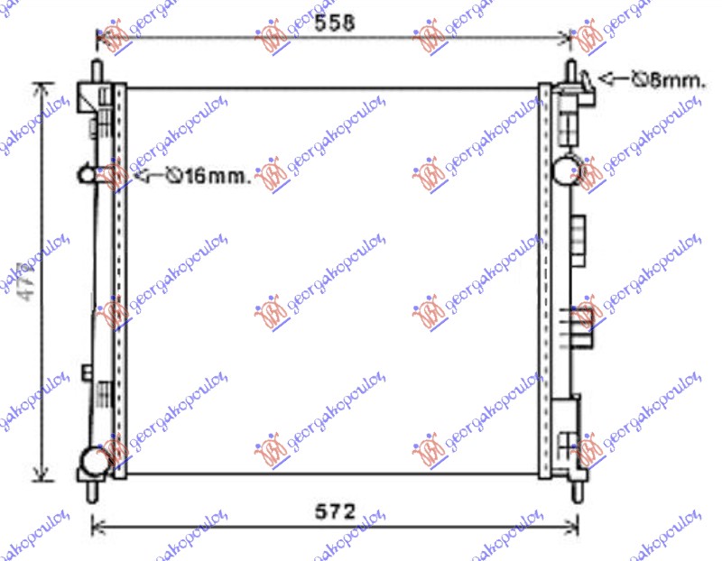 RADIATOR 1.5 DCi DIESEL 2013- (490x460x27) (KOYO)