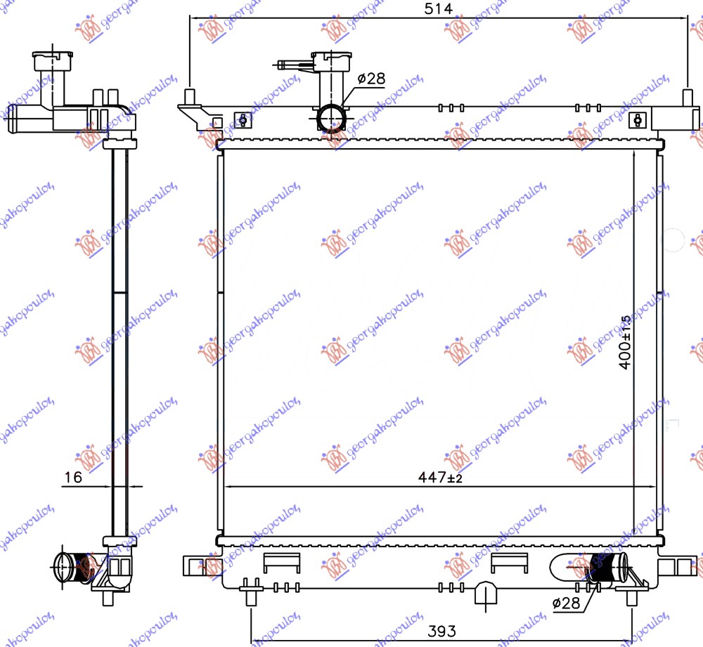 HLADNJAK MOTORA 1.2 16v BENZIN (MAN) (400x450x16) (KOYO)