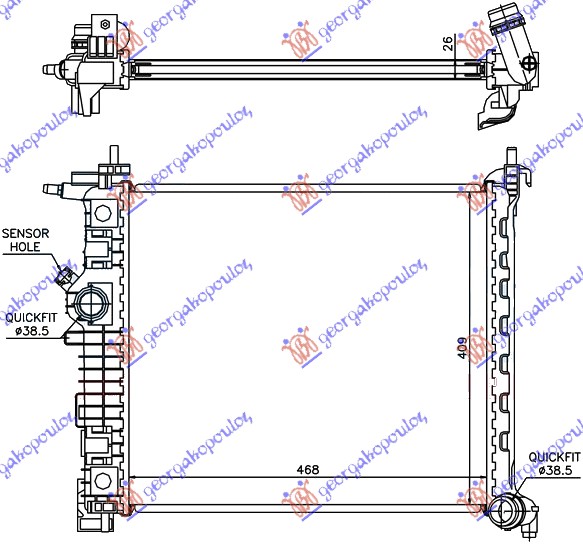 HLADNJAK MOTORA 1.3/1.7 CDTi (MAN) (470x428) (KOYO)